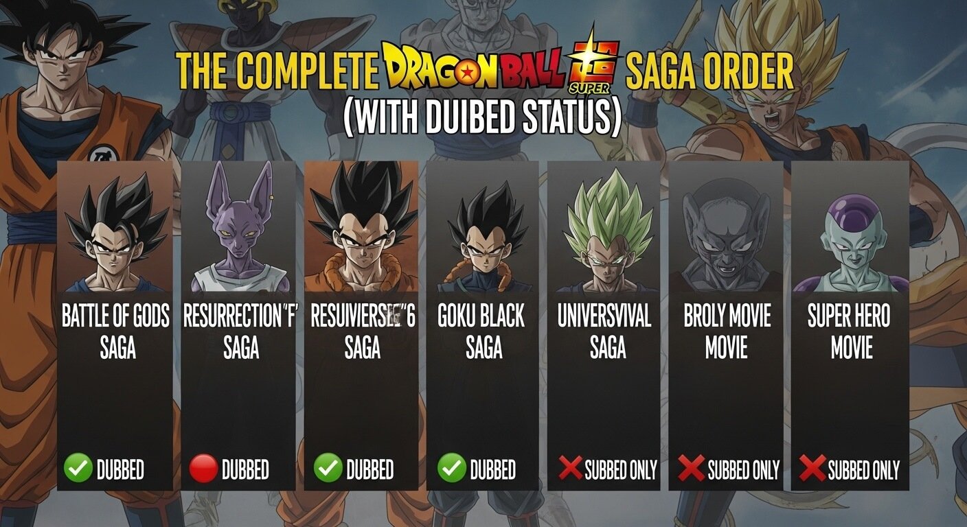 The Complete Dragon Ball Super Saga Order (With Dubbed Status)