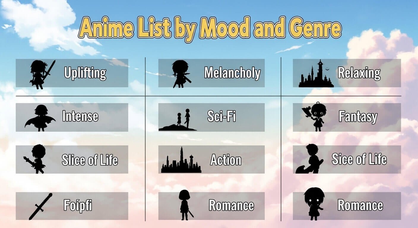 M Anime List by Mood and Genre