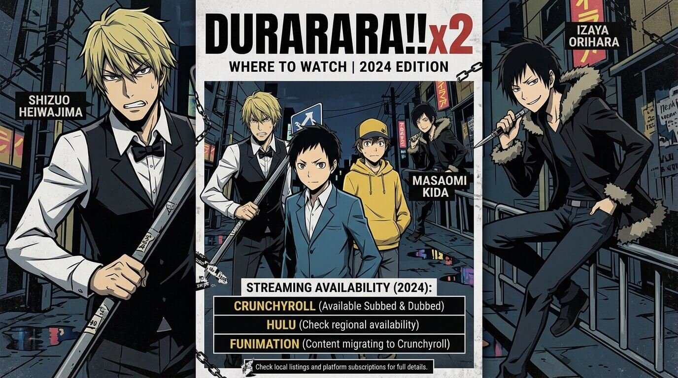 Where to Watch Durarara x2 in 2024 no girls